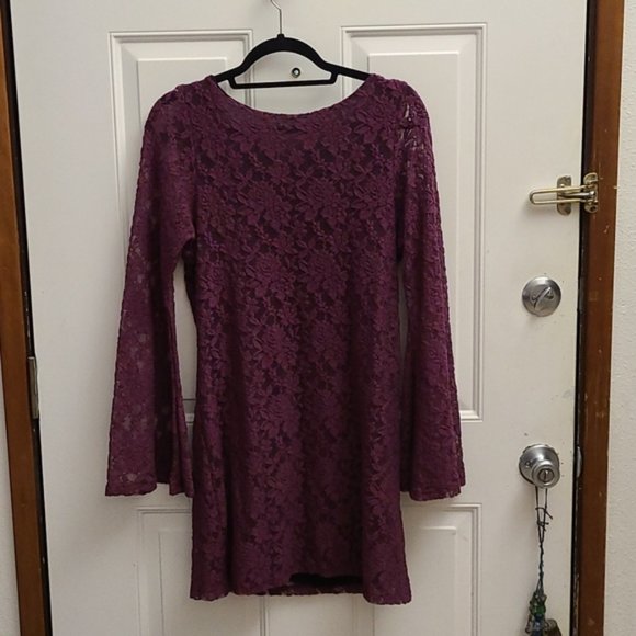 Plum Lace Mini Dress - Picture 5 of 11